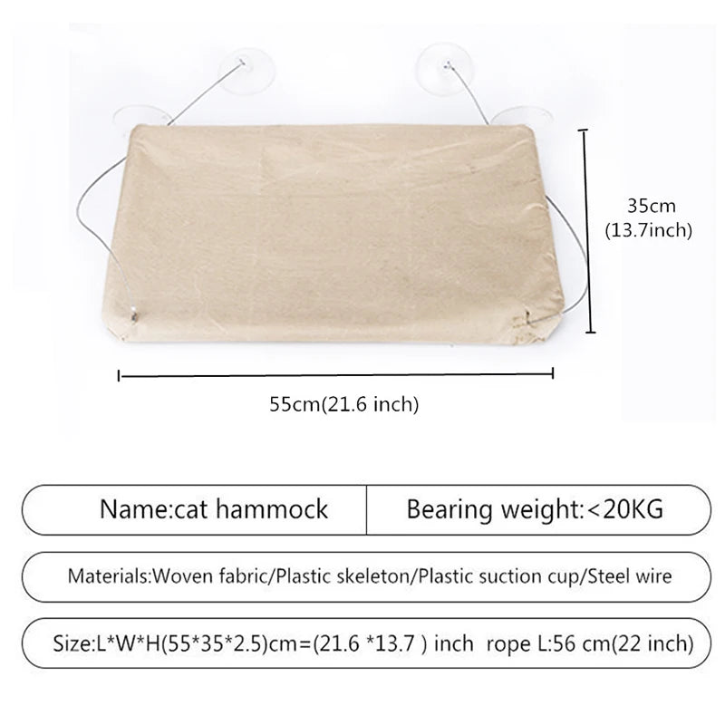 Elevated Cat Bed Hammock - Window Seat for Cats and Kittens, Supports Up to 20kg, Ideal for Winter Use