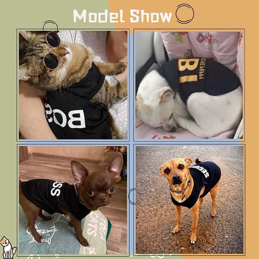 Funny Dog Shirt 4-Pack | Small Dog Clothes Set with Playful Designs