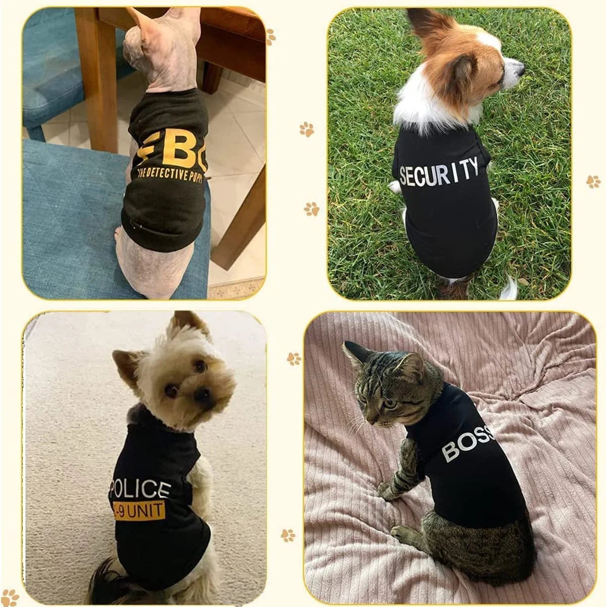 Funny Dog Shirt 4-Pack | Small Dog Clothes Set with Playful Designs