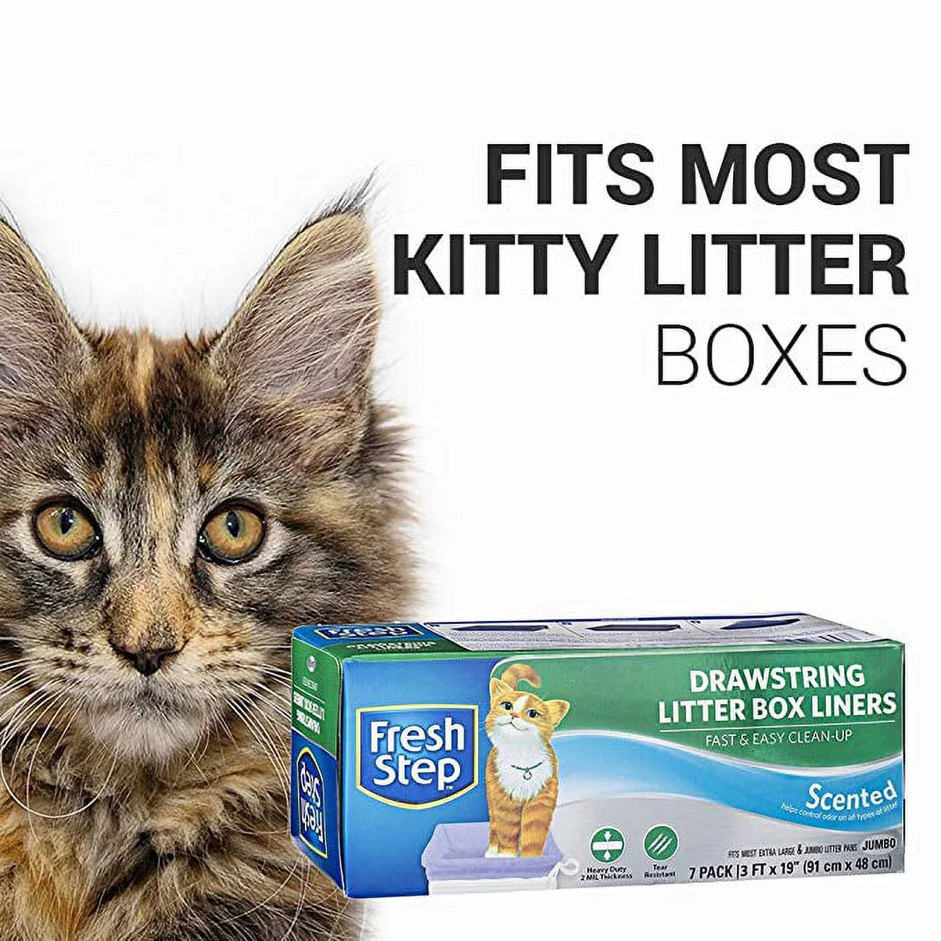 Heavy-Duty Drawstring Litter Box Liners | 7-Pack Jumbo Size for Easy Cleanup